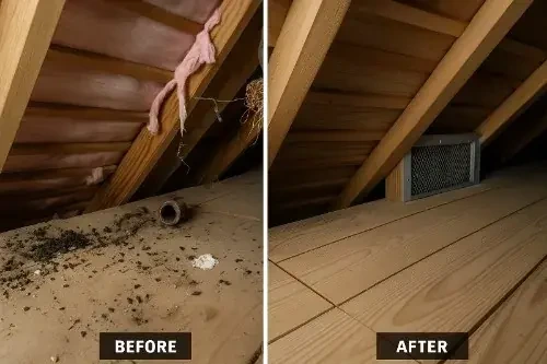 Crawl space rodent infestation before and after cleanup Riverview FL