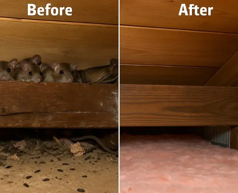 Roof rat infestation before and after treatment Riverview FL