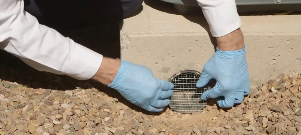 Steel mesh sealing rodent entry point Riverview FL